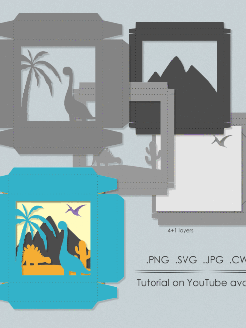 Dinosaur Shadow Box Craft for Kids | Layered Cutting Template for Cutting Machines