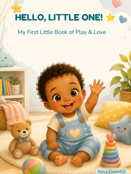 Colorful baby and toddler keepsake eBook cover titled “Hello, Little One!” featuring a sweet, playful design for early learning, bonding, and special memories. 💛