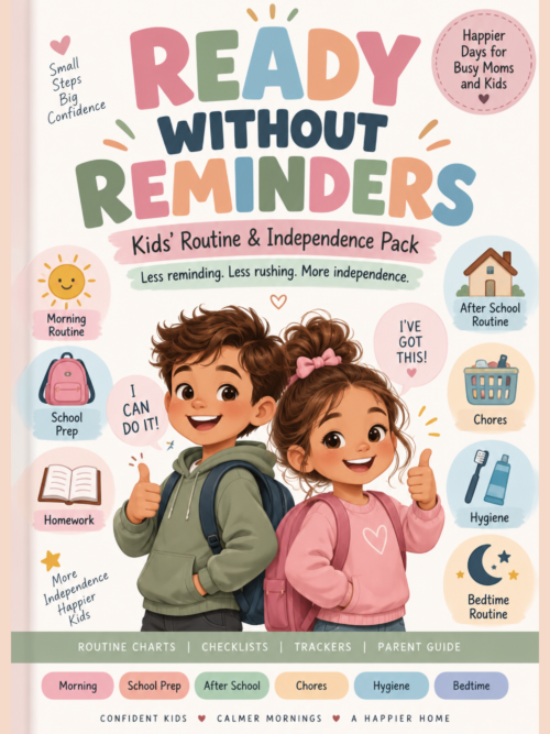 Ready Without Reminders Kids Routine and Independence Pack – 20-page printable for building routines, habits, and independence.